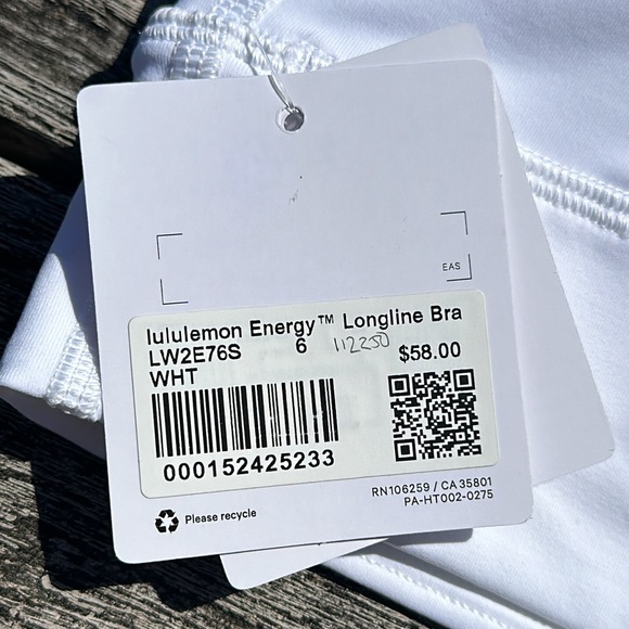 Lululemon Energy Bra High-Neck Longline Tough Medium Support White size 6 - Picture 4 of 7
